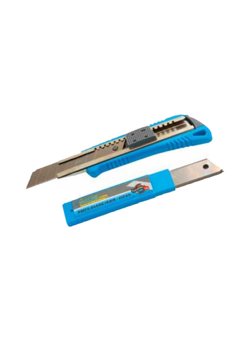 Starex Utility Knife +10pcs Blade Auto Load Blue Body Grey Grip D/B Starex Brand