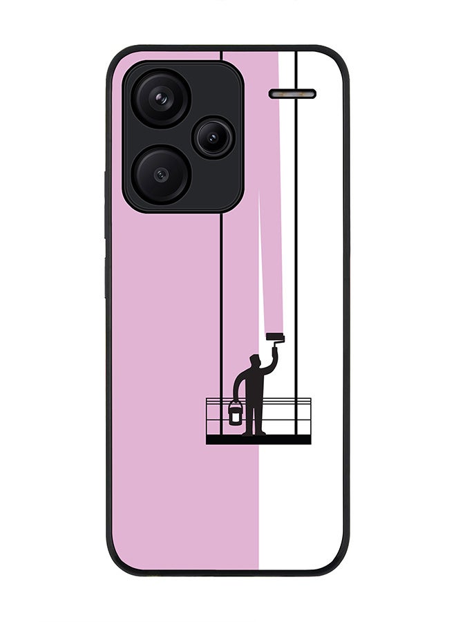 Stylizedd Rugged Black Edge Case for Xiaomi Redmi Note 13 Pro Plus, Slim fit Case Flexible Anti Drop TPU Gel Thin Cover -  Paint Hanger (Pink) - Image 1
