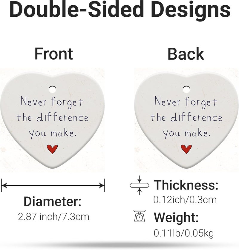88FERMION Thank You Gifts for Women, Nurse, Coworkers, Teacher, Retirement Farewell Going Away, Never Forget The Difference You Make Ornament, Christmas Ornaments 2025 - Image 2