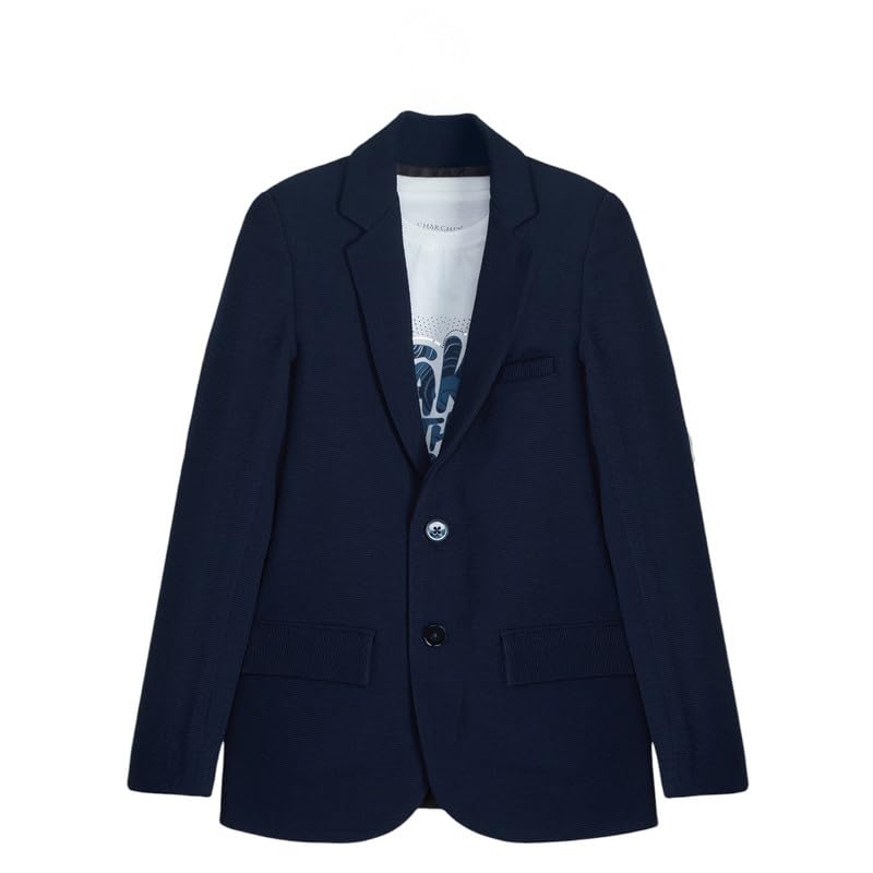 CHARCHIT Boys Regular Fit Plain Blazer and T-Shirt Set in Navy - Image 1