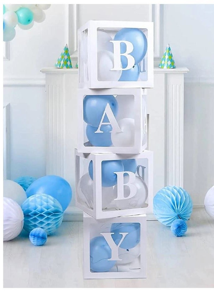 مجموعة واحدة من صناديق البالونات، صناديق الأطفال، صندوق واحد مع حروف، صندوق بالونات شفاف أبيض اللون لحفلات استقبال المولود الجديد وحفلات أعياد الميلاد - Image 1