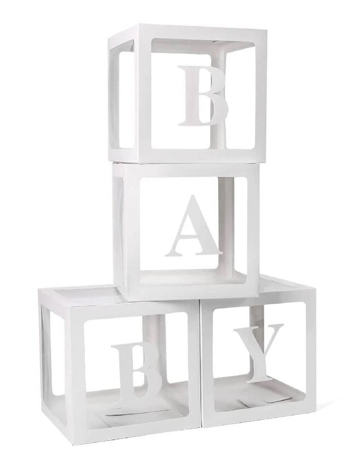 مجموعة واحدة من صناديق البالونات، صناديق الأطفال، صندوق واحد مع حروف، صندوق بالونات شفاف أبيض اللون لحفلات استقبال المولود الجديد وحفلات أعياد الميلاد - Image 2