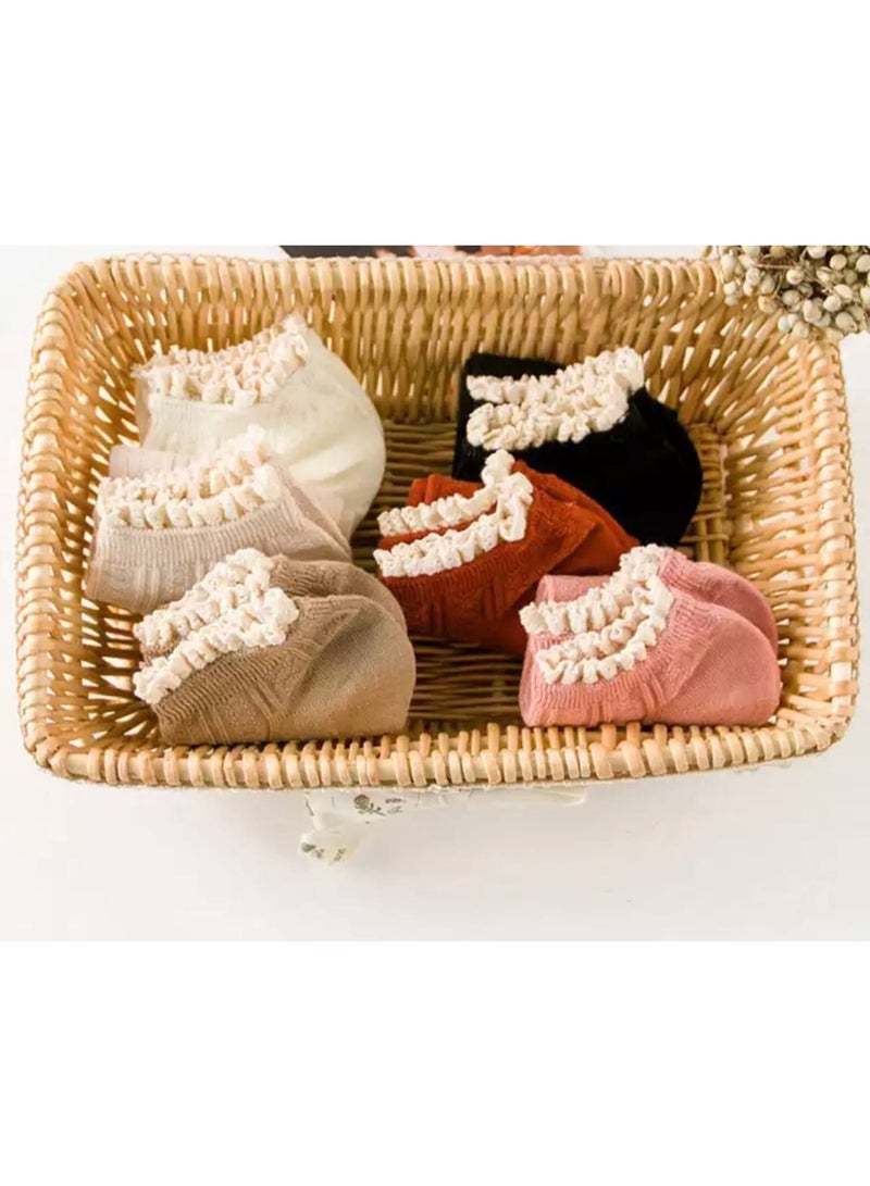 عرض زوجين من الشرابات الحريمي الهاف فوطة مبطن – لتدفئة القدم ومزين بالدانتيل - Image 2