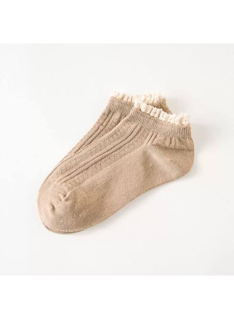 عرض زوجين من الشرابات الحريمي الهاف فوطة مبطن – لتدفئة القدم ومزين بالدانتيل - Image 4