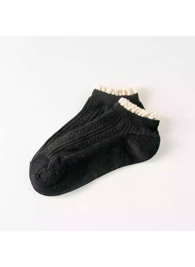 عرض زوجين من الشرابات الحريمي الهاف فوطة مبطن – لتدفئة القدم ومزين بالدانتيل - Image 5