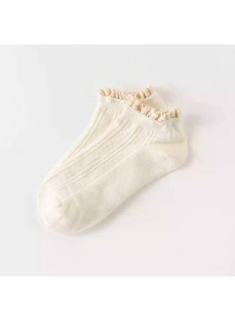 عرض زوجين من الشرابات الحريمي الهاف فوطة مبطن – لتدفئة القدم ومزين بالدانتيل - Image 3