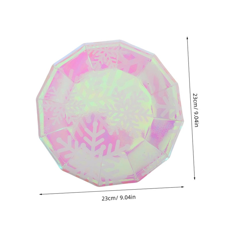 Snowflake Disposable Party Set 1 Pack Includes Plates Cups Tablecloth Iridescent Eco Friendly Paper - Image 3