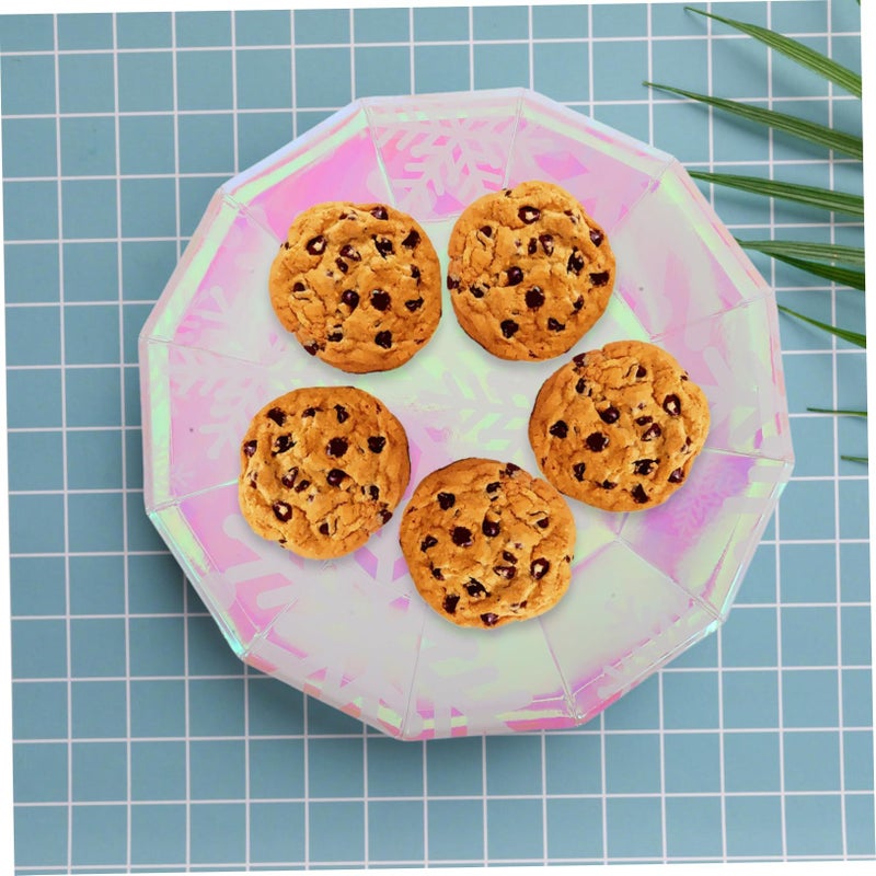 Snowflake Disposable Party Set 1 Pack Includes Plates Cups Tablecloth Iridescent Eco Friendly Paper - Image 5