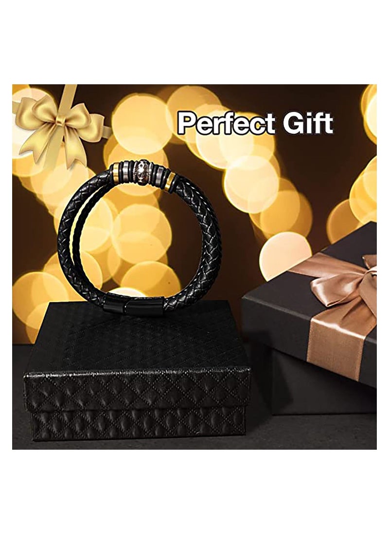 SYOSI - To My Son Braided Leather Bracelet"I Will Always Be With You" Men Double Row Closure Personalized Bracelets Wristband Bracelet Mens Leather Rope Bracelet Holiday Gift - Image 1