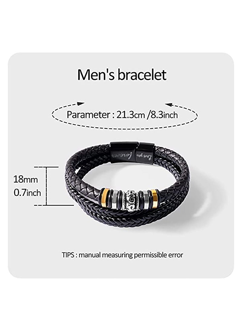 SYOSI - To My Son Braided Leather Bracelet"I Will Always Be With You" Men Double Row Closure Personalized Bracelets Wristband Bracelet Mens Leather Rope Bracelet Holiday Gift - Image 1