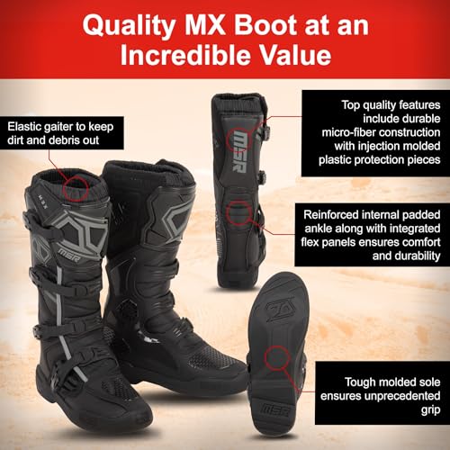 MSR Youth M3X Motocross Boots – White, Youth Size 2 – Rugged Micro‑Fiber Build, Steel Shank, Injection‑Molded Protection, Adjustable Buckles & Debris‑Resistant Gaiter - Image 2