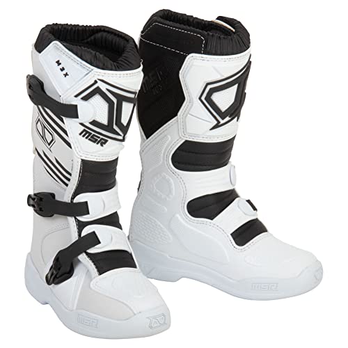 MSR Youth M3X Motocross Boots – White, Youth Size 2 – Rugged Micro‑Fiber Build, Steel Shank, Injection‑Molded Protection, Adjustable Buckles & Debris‑Resistant Gaiter - Image 1