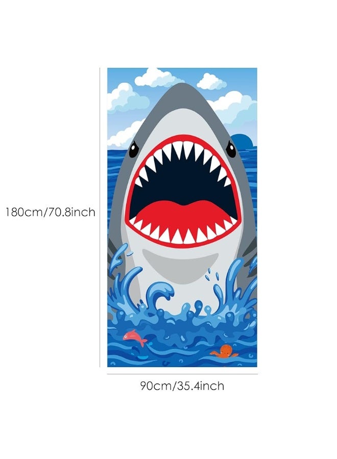 Tevxj Shark Attack Door Cover for Shark Party Decoration Shark Birthday Backdrop Banner Shark Wall Decoration Sign Front Door or Indoor Home Decor for Kids Ocean Shark Theme Party Supplies - Image 3