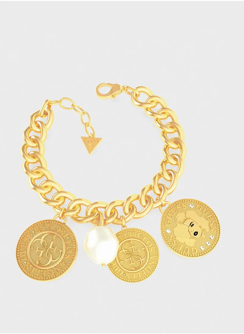 GUESS Three Coins Pearl Bracelet