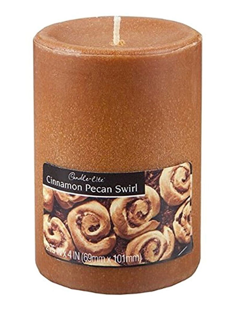 Candle-Lite Cinnamon Pecan Scented Pillar Candle 4Inch - Image 2