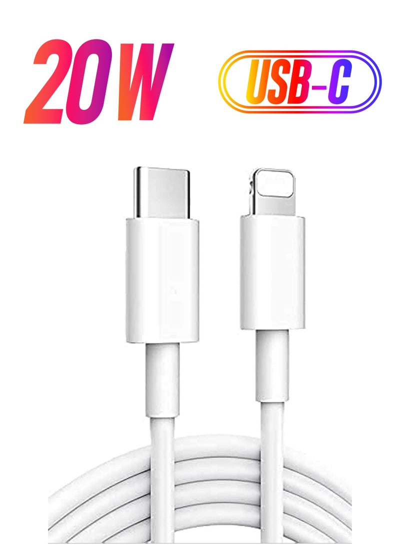 Title: 20W Fast Charging Compatible for iPhone 12/13 Series, MFi Certified Type C to Lightning Cable, USB-C to Apple PD Fast Charger, 1M (White)  - Image 1