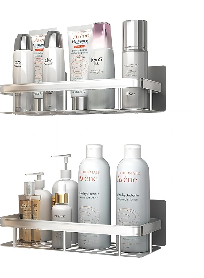 Raxoom Shower Caddy Shelf, Adhesive Black bathroom storage rack,No Drilling Wall Mounted Shower Organizer,Rustproof Bath Storage Basket for Bathroom,Toilet,Kitchen - 2 Pack - Image 1