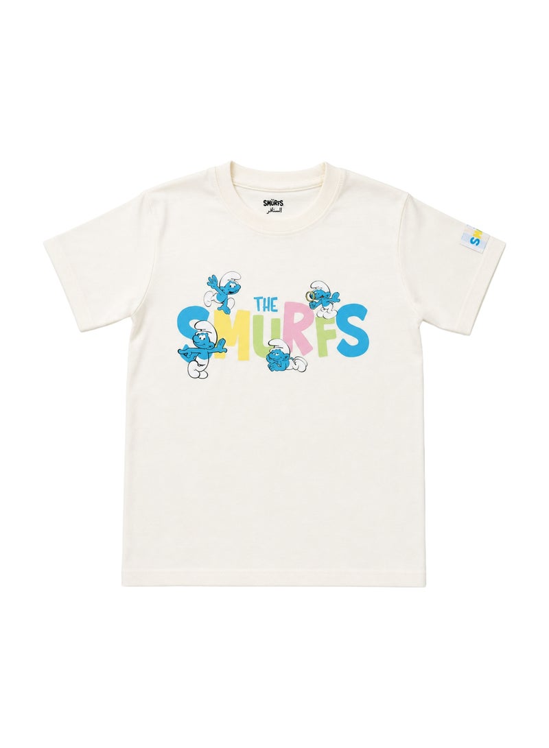 Trucare The Smurfs Pastel Logo Graphic T-Shirt for Girls | Multi-Character Print Casual Crew Neck Tee - Image 5