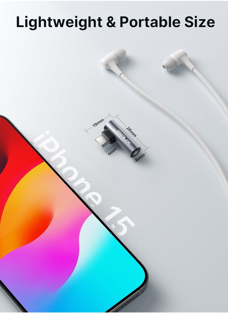 Generic محول USB C بزاوية قائمة إلى 3.5 مم Aux محول Type-C إلى سماعات رأس موصل منفذ صوت لسماعات الرأس/سماعات الرأس المتوافقة مع Galaxy S24/S23/S22/S21/S20، iPad Pro، iPhone 15  - Image 5