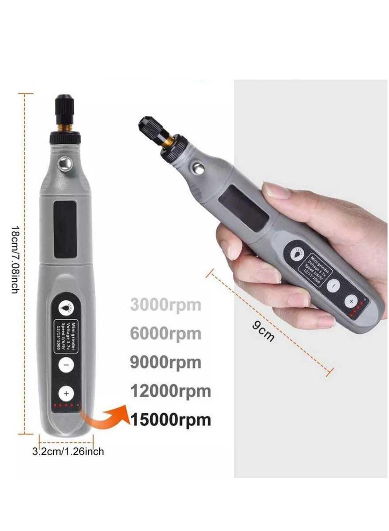 DIY Small Cordless USB Rechargeable Electric Grinder With Led Light , Household Hand-held Electric Polishing Tool For Jade Engraving, Power Tool for Sanding, Polishing, Drilling - Image 3