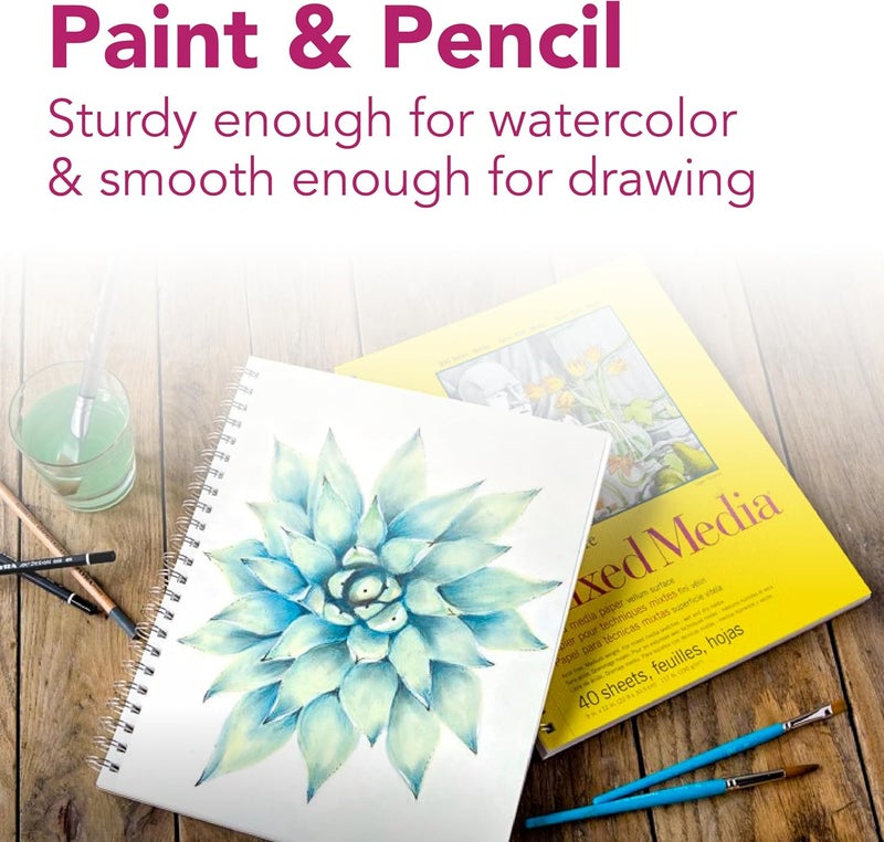Strathmore 300 Series Mixed Media Paper Pad, Side Wire Bound, 9x12 inches, 40 Sheets (117lb/190g) - Artist Paper for Adults and Students - Watercolor, Gouache, Graphite, Ink, Pencil, Marker - Image 3