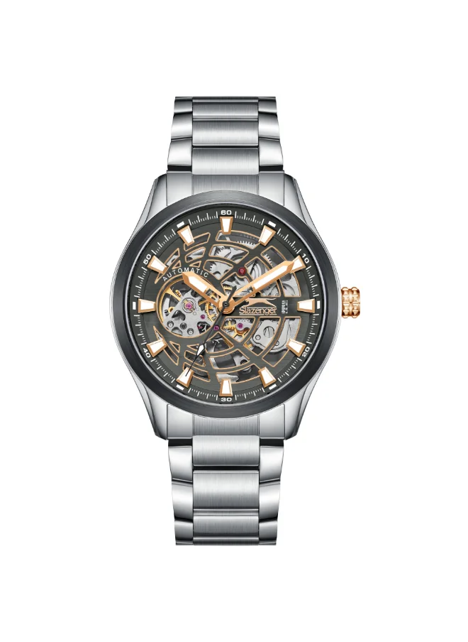 سلازنجر Men's Automatic  Display Watch With Silver Metal Strap - SL.9.2411.1.04