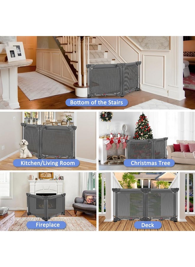 BETERTEK Punch Free Freestanding Pet Gate Indoor 2 Panel 24" Tall x 40" Wide Rent Friendly Child Gates for Doorways with Suction Cup Folding Mesh Dog Gate Stair Gates for Kids or Pets No Drilling Pet Fence  - Image 4