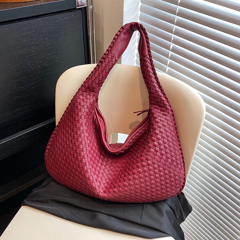 French High-End Woven Bag for Women, Versatile Shoulder Armpit Bag, Niche Texture Portable Commuter Bag - Image 4