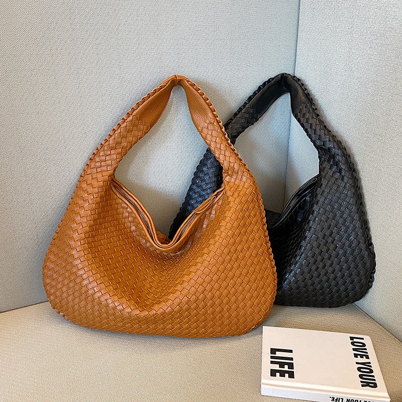 French High-End Woven Bag for Women, Versatile Shoulder Armpit Bag, Niche Texture Portable Commuter Bag - Image 3