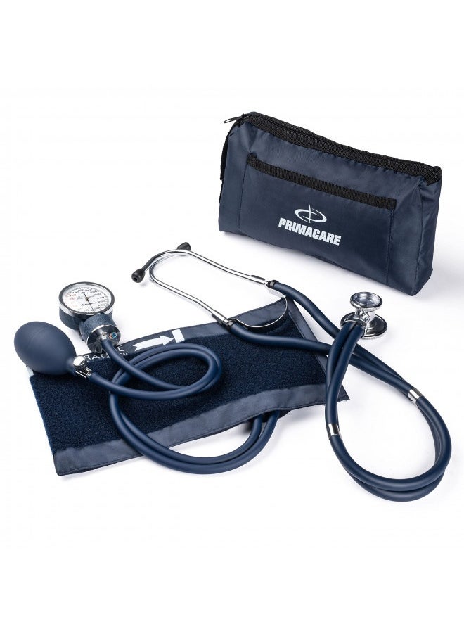 Primacare Ds-9181-Bl Professional Aneroid Sphygmomanometer And Sprague Rappaport Stethoscope, Manual Blood Pressure Kit With Cuff And Carrying Case, Blue