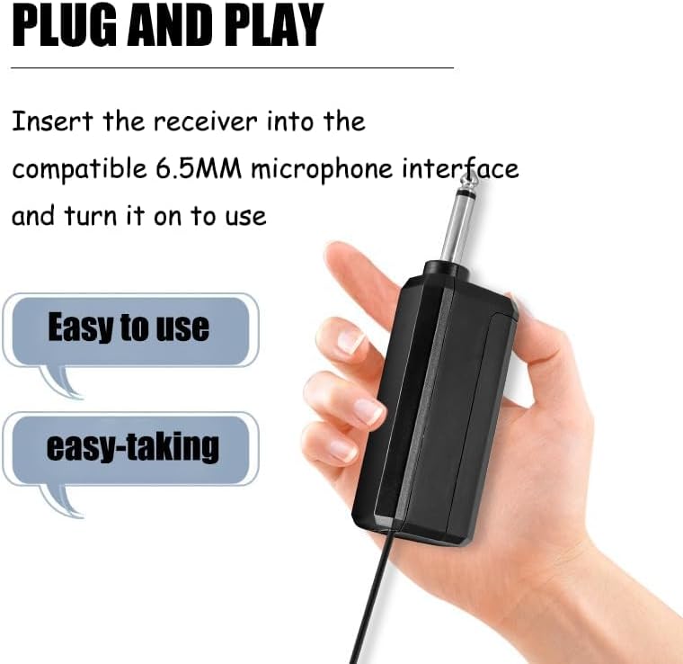 Wireless Microphone, UHF Dual Karaoke Microphone System, Microfonos with Rechargeable Receiver, Cordless Dynamic Mic Micro Set, 200ft Range, for Singing, Wedding, DJ, Party, Speech - Image 3