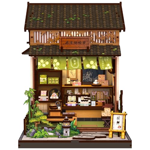 Cutefun Book Nook Kit DIY Miniature Dollhouse Kit for Adults Teens and Beginners Japanese Dessert Shop Booknook Tiny House Bookshelf Decor 3D Wooden Puzzles Creative Gifts for Family Sweet Shop - Image 1