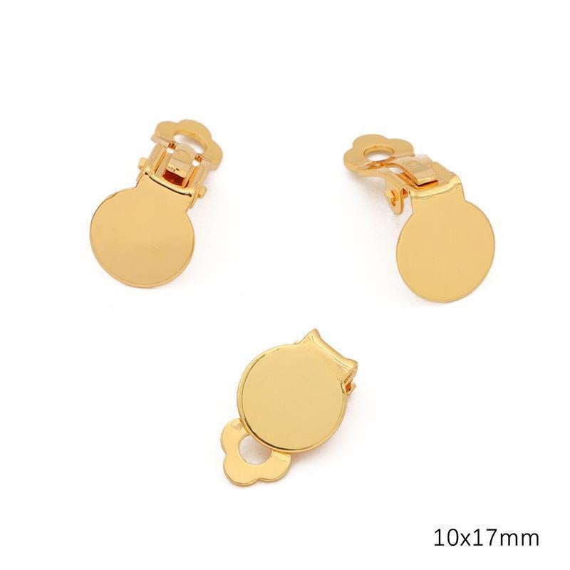 Cross-border Hot Sale 14K/18K Copper Plated Color Preservation Spiral Ear Clip No Ear Holes Frog Clip DIY Jewelry Earrings Accessories #22 10 x 17mm plated 18K gold