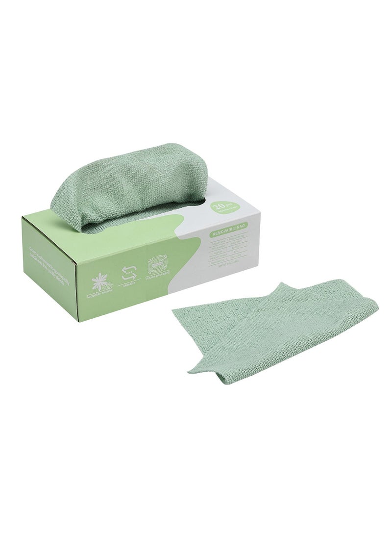 20 Piece Removable Microfiber Rags -20x20cm- Ultra Absorbent Lint-Free Cleaning Cloths in Extractable Dispenser Box for Kitchen or Household, Car, Window, Glass, and Multi-Surface Use - Green - Image 1