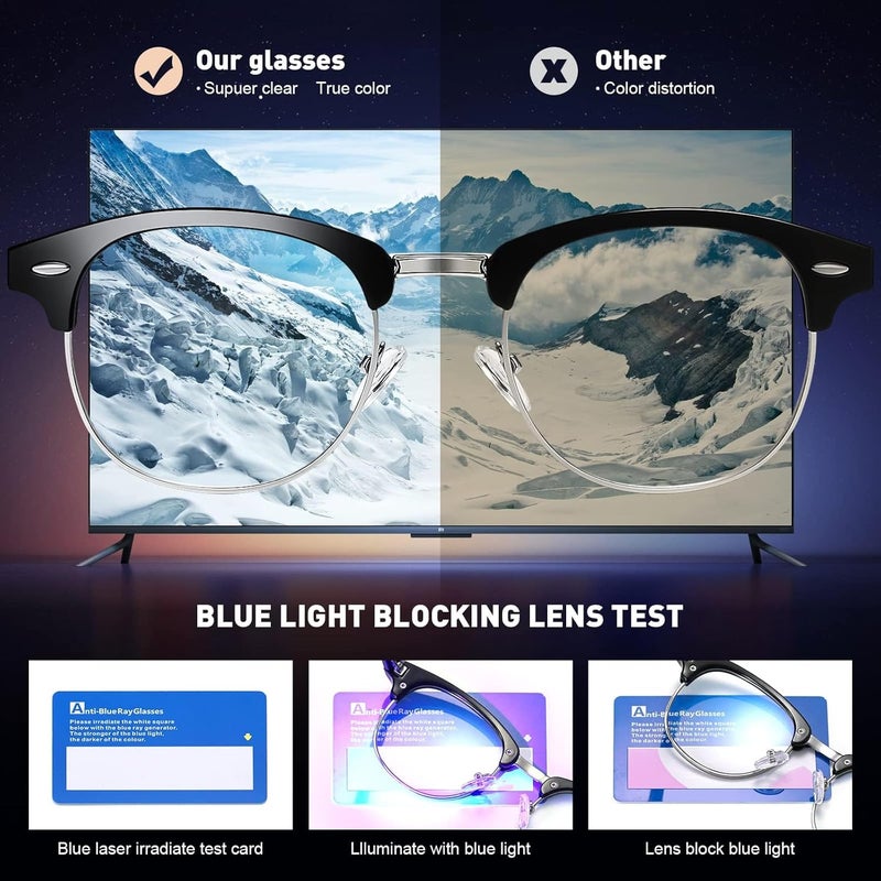 AOMASTE Store Blue Light Blocking Glasses Vintage Half Frame UV Clear Lens Anti Eyestrain Computer Gaming Glasses for Women Men - Image 5