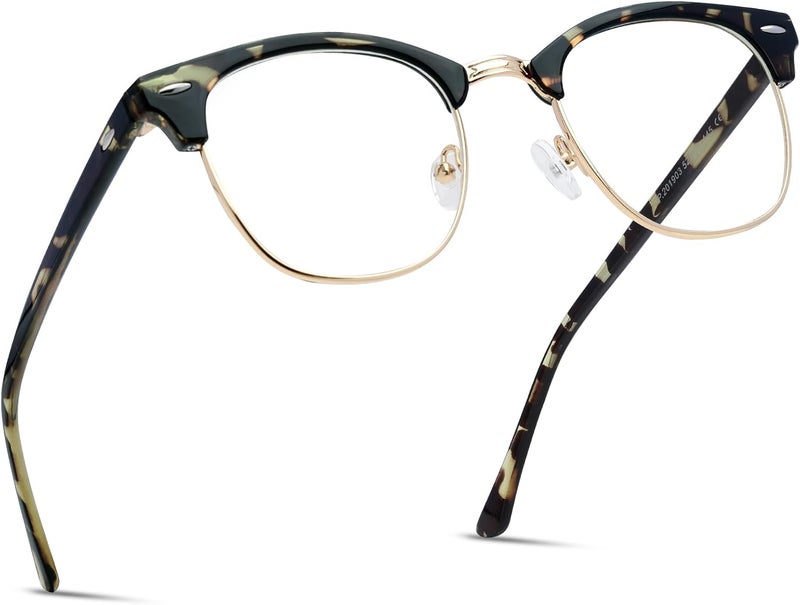 AOMASTE Store Blue Light Blocking Glasses Vintage Half Frame UV Clear Lens Anti Eyestrain Computer Gaming Glasses for Women Men - Image 1
