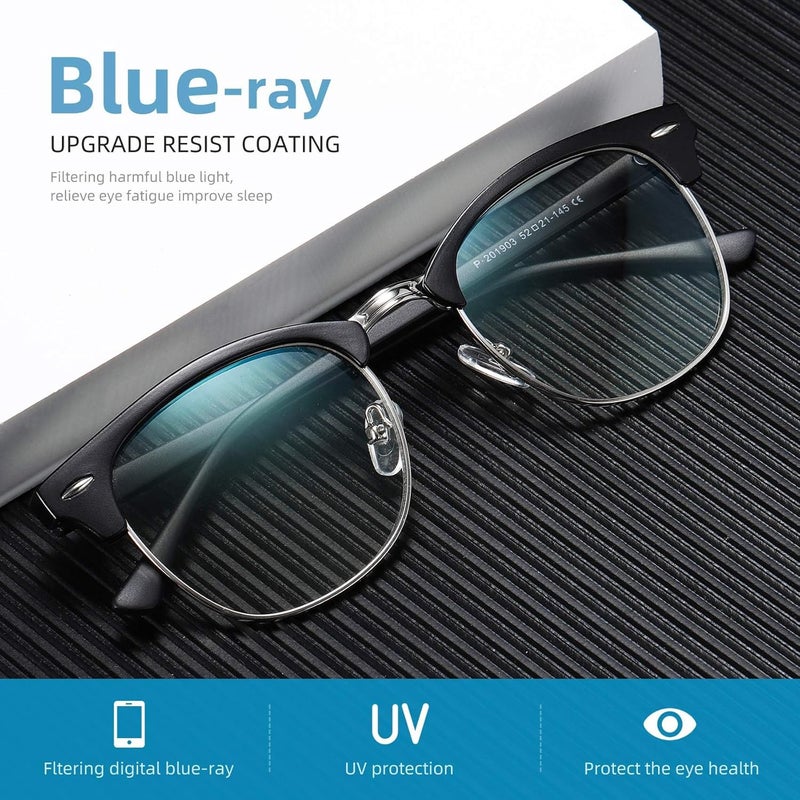 AOMASTE Store Blue Light Blocking Glasses Vintage Half Frame UV Clear Lens Anti Eyestrain Computer Gaming Glasses for Women Men - Image 3