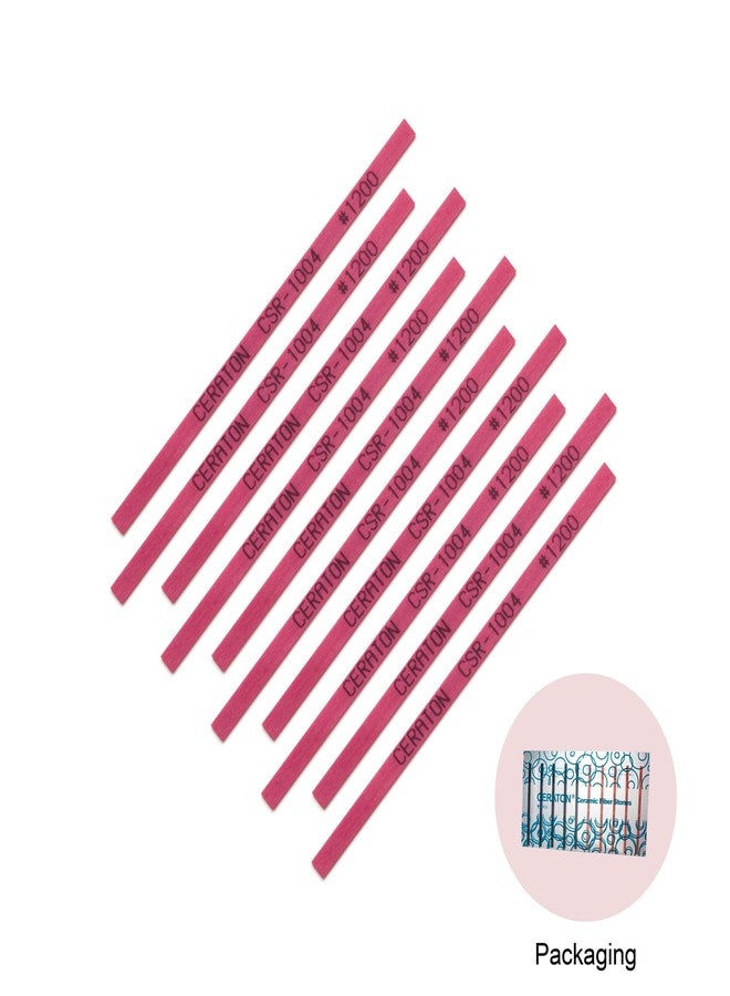 MIRACLE Ceraton Ceramic Fiber Stone Pack of 10 100(L) x 4(W) x 1(T) mm for Grinding Polishing Deburring Lapping Metal Wood Molds Plastic Compatible with Air Tools Ultrasonic Polishers (#1200 Red) - Image 2