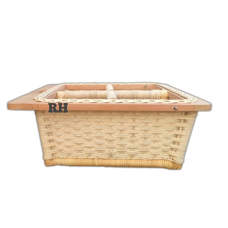 Wicker Basket WITH DOUBLE PARTITION Vegetable Basket Onion Potato Basket PARTITION 18 W X 18 L X 6 H INCHES INCLUDING CHANNEL  - Image 3