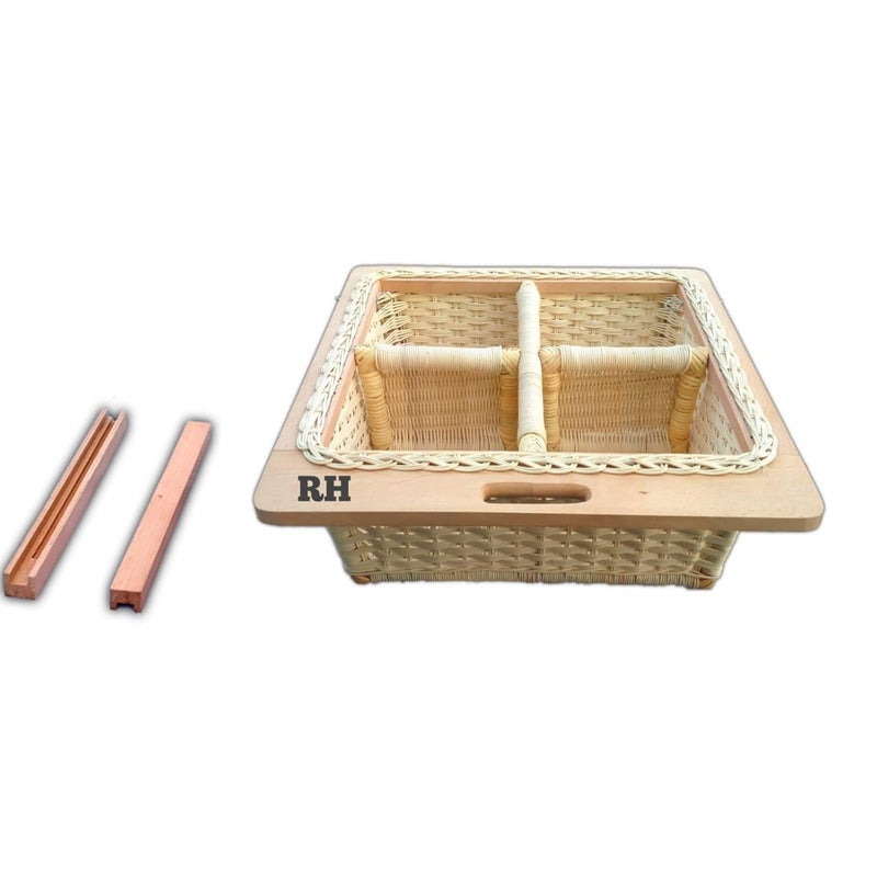 Wicker Basket WITH DOUBLE PARTITION Vegetable Basket Onion Potato Basket PARTITION 18 W X 18 L X 6 H INCHES INCLUDING CHANNEL  - Image 4