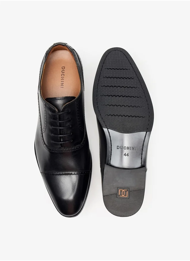 دوتشيني Men's Solid Lace-Up Oxford Shoes