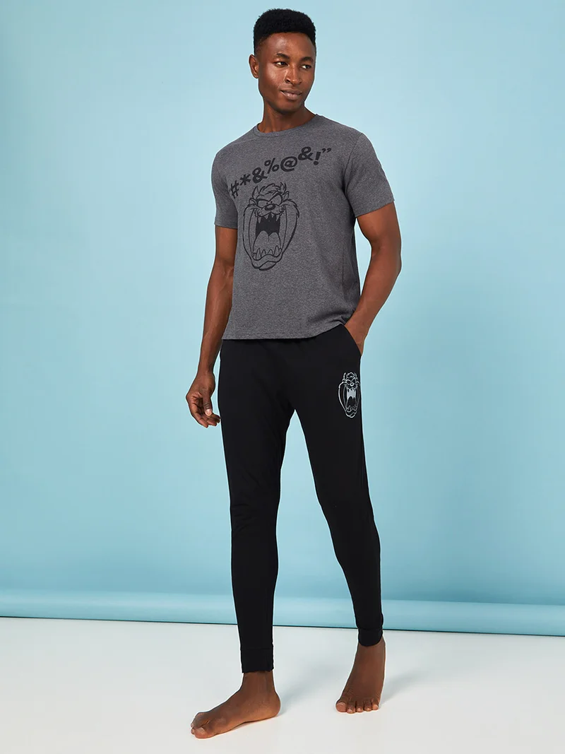 Styli Tazmania Looney Tunes Print T-shirt and Cuffed Pyjama Set