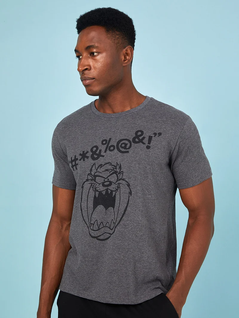 Styli Tazmania Looney Tunes Print T-shirt and Cuffed Pyjama Set