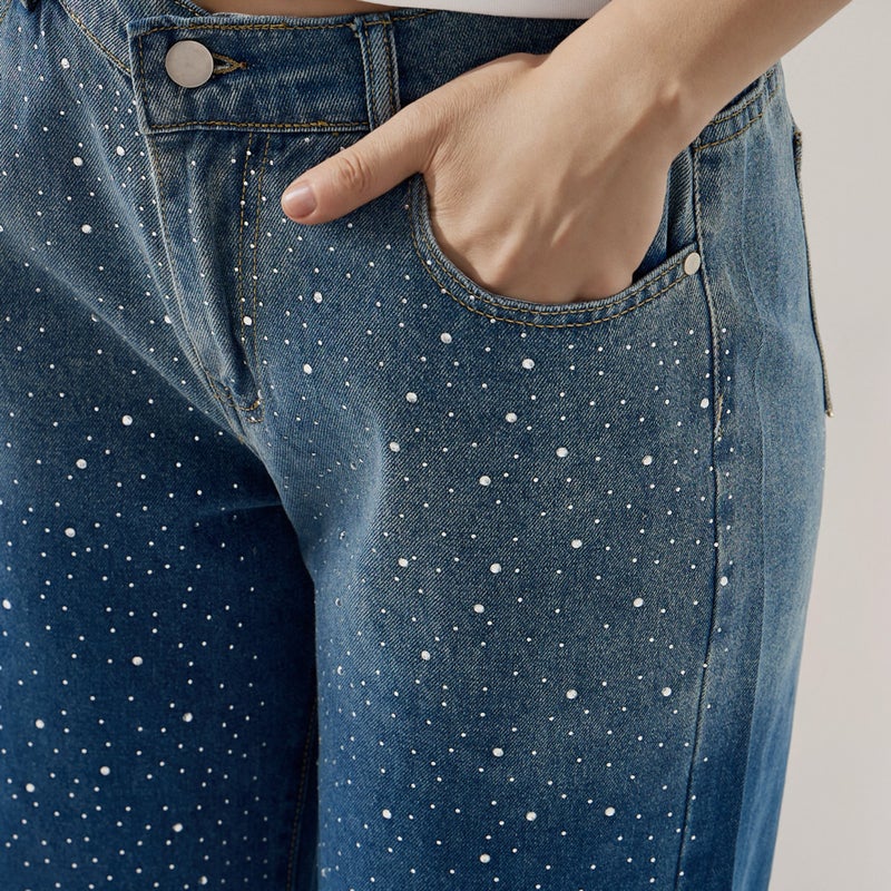 تواكستريمز جينز مستقيم مزين بالكريستال من تو إكستريمز بجيوب - Image 4