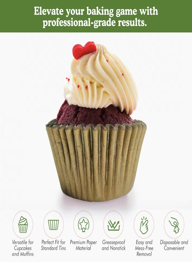 Regency Wraps Greaseproof Professional Grade Baking Cups, Pack of 40, Standard Liners, Gold Matte, for Cupcakes, Muffins, Candy, Non Stick - Image 2