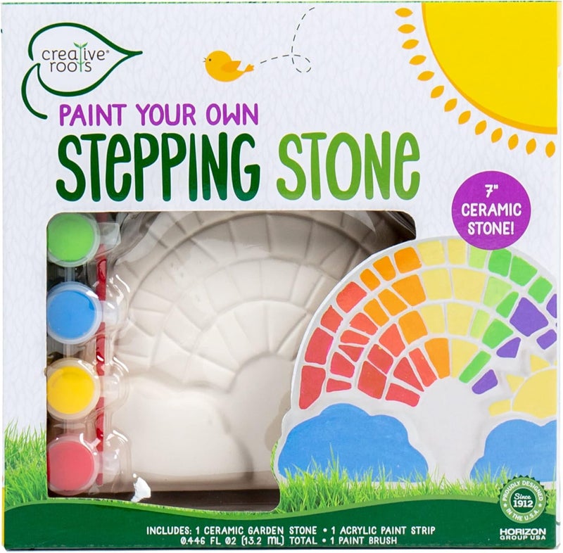 Creative Roots Paint Your Own Rainbow Stepping Stone Craft Kits for Kids, Ceramics to Paint, Ages 6+ - Image 1