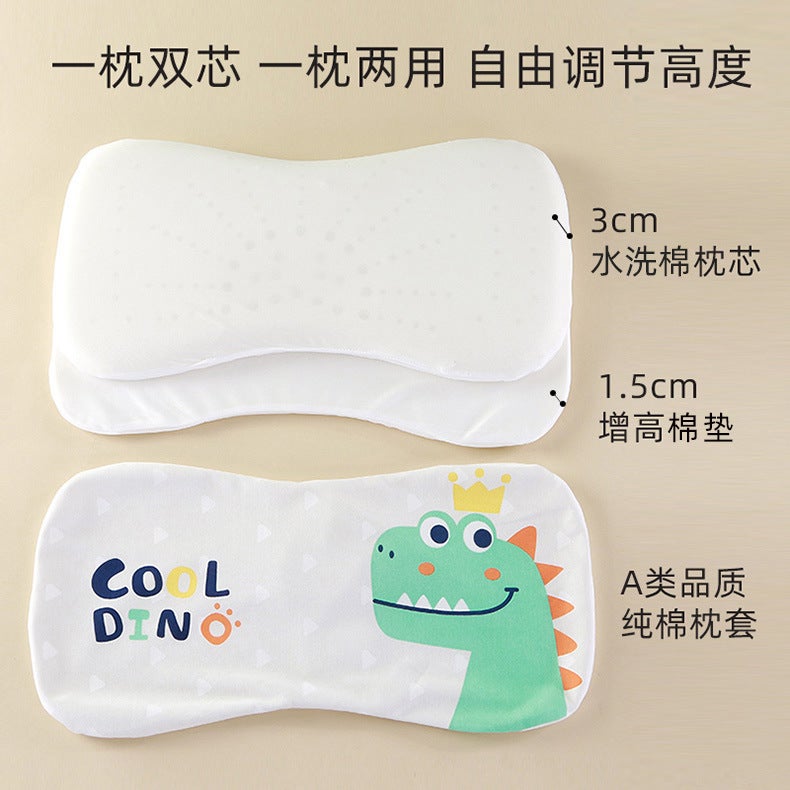 Children'S Pillow, Double-Layer Washable Cotton Pillow Core, Second-Generation Baby Memory Pillow, Adjustable Kindergarten Double-Core Head Shape Model - Image 4