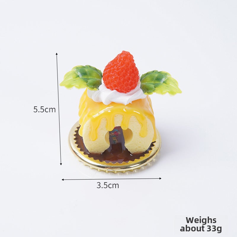 Cute Faux Food Cream Cake Keychain 3. Yellow jam with pink mobile phone rope