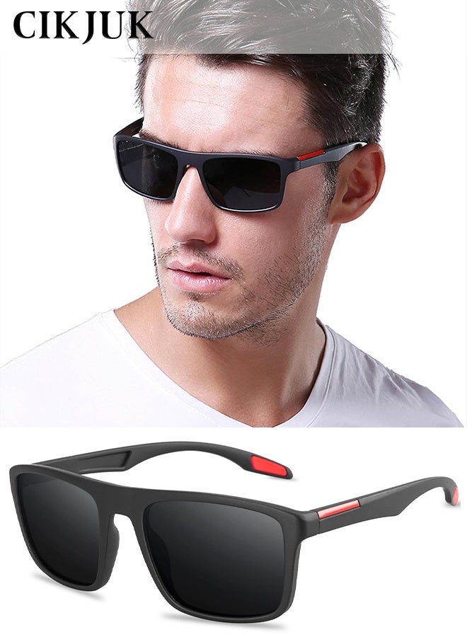 CIKJUK Polarized Sunglasses for Men Women Square UV400 Protection Sun Glasses Sport Men's Women's Sunglass Driving Sun Glas Travel Driving Shades Daily Life Eyewear Black - Image 1