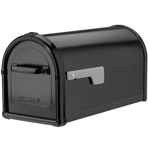 Architectural Mailboxes Hillsborough Heavy Duty Decorative Steel Metal Post Mounted Mail Box for Outside Black Large Curbside Mailbox with Magnetic Latch